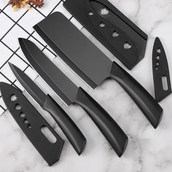 Black Non-slip Plastic Handle Stainless Steel Kitchen Knives